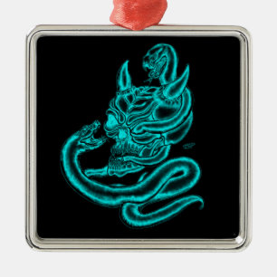 Skull - Devil Head with Snake Metal Tree Decoration