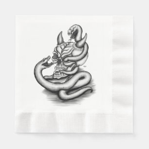 Skull - Devil Head with Snake Napkin