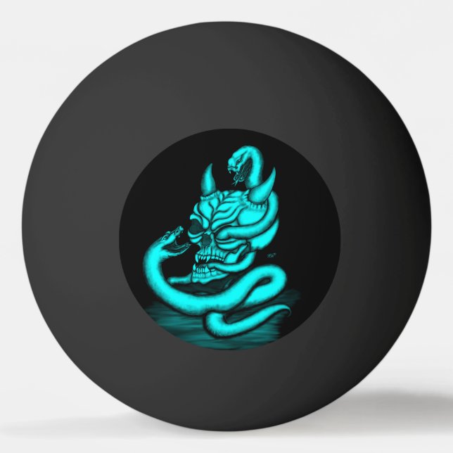 Skull - Devil Head with Snake Ping Pong Ball (Back)