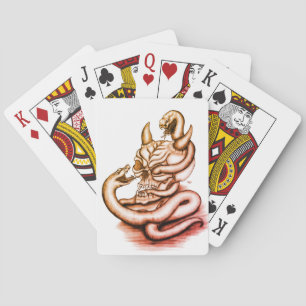 Skull - Devil Head with Snake Playing Cards