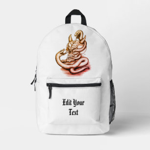 Skull - Devil Head with Snake Printed Backpack