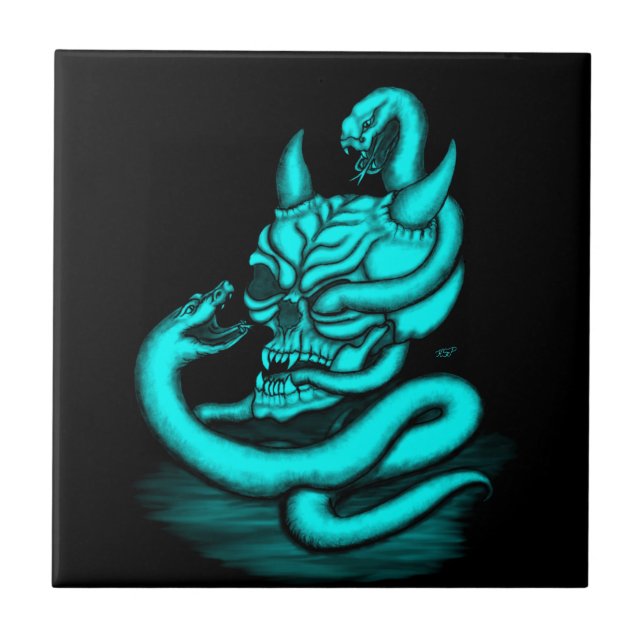 Skull - Devil Head with Snake Tile (Front)