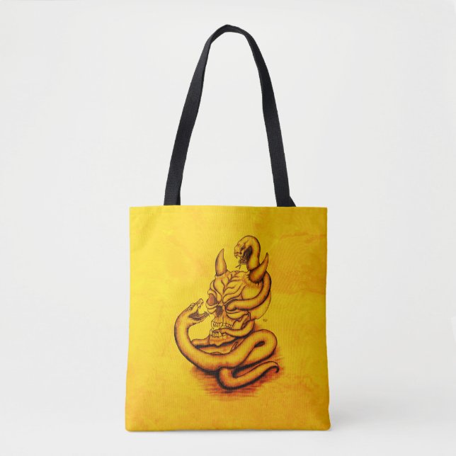 Skull - Devil Head with Snake Tote Bag (Front)