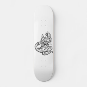 Skull - devil heads with snake skateboard