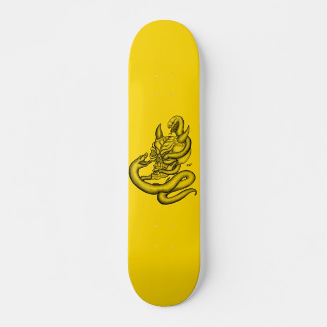 Skull - devil heads with snake skateboard (Front)