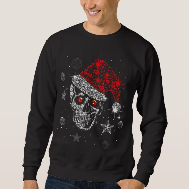 Skull Diamond Santa Hat Gifts Christmas Pajama Xma Sweatshirt (Front)