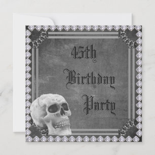 Skull & Diamonds Double Sided 45th Birthday Invitation