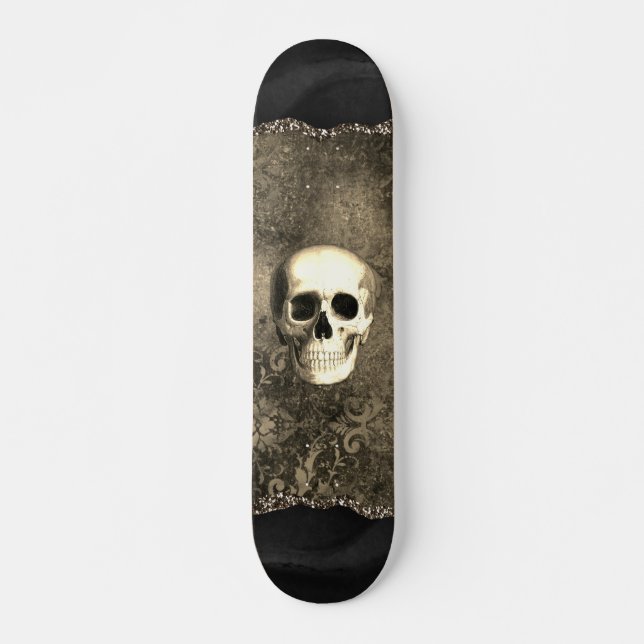 Skull Distressed Gothic Glam Skateboard (Front)