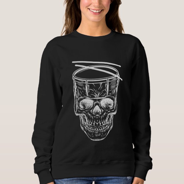 Skull Drummer Drums Drumming Drumset Snare Music M Sweatshirt (Front)