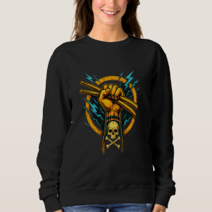 Skull Drumsticks Power Fist Design for Rock Drumme Sweatshirt