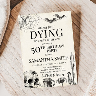 Skull Dying to Party Halloween Birthday Party Invitation