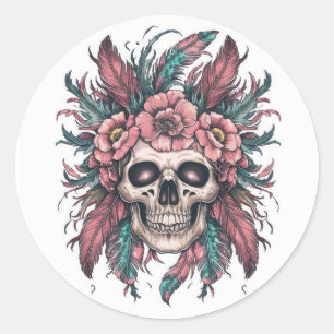 Skull Envelope Sealer Halloween Arts and Craft Classic Round Sticker