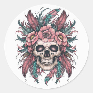 Skull Envelope Sealer Halloween Arts and Craft Classic Round Sticker