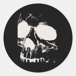 Skull Face Silhouette Grunge Rock Graphic Art Hall Classic Round Sticker