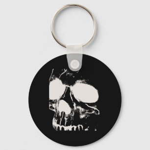 Skull Face Silhouette Grunge Rock Graphic Art Hall Key Ring