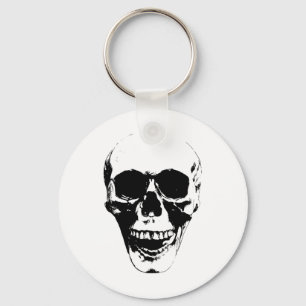 Skull Face Silhouette Grunge Rock Graphic Hallowee Key Ring