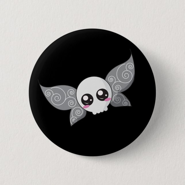 Skull Fairy - Grey 6 Cm Round Badge (Front)