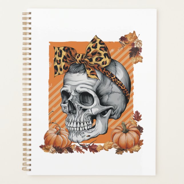 Skull Fall Bow Halloween Planner (Front)