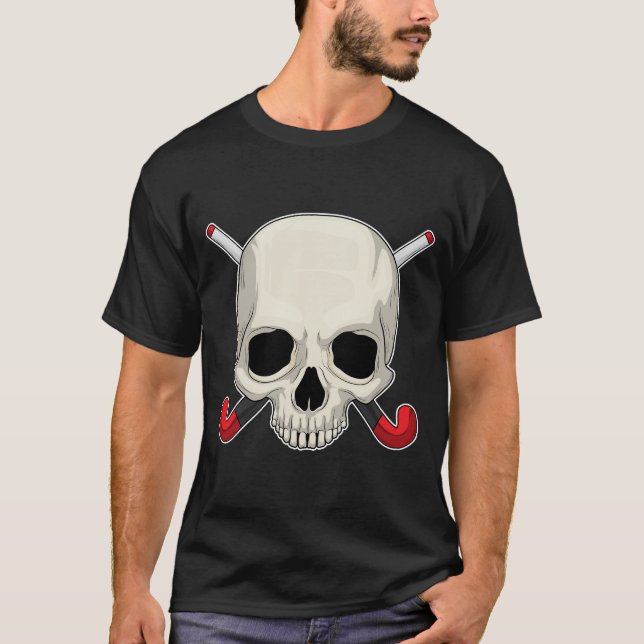 Skull Field hockey Hockey stick T-Shirt (Front)