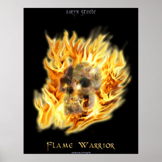 SKULL & FIERY FLAMES Aaryn Steele Art Poster