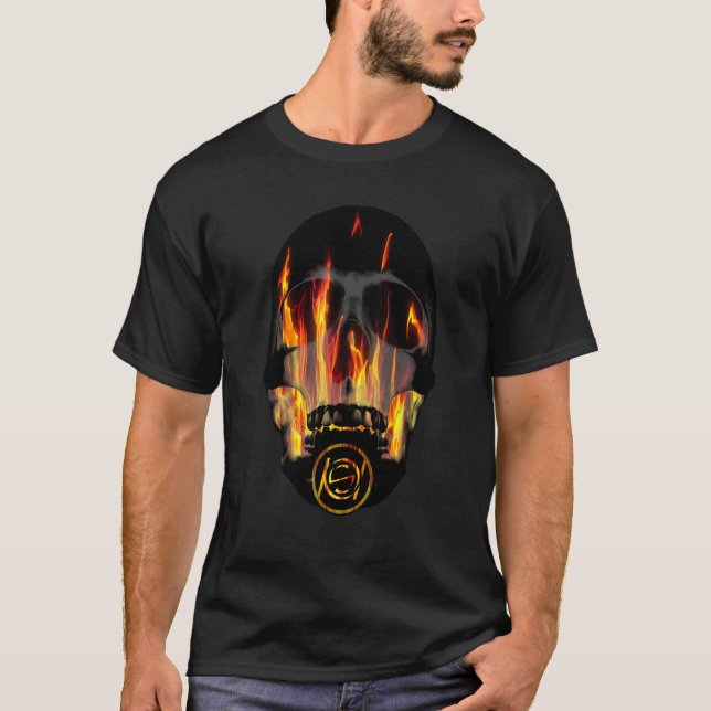 Skull Fire Flames T-Shirt (Front)
