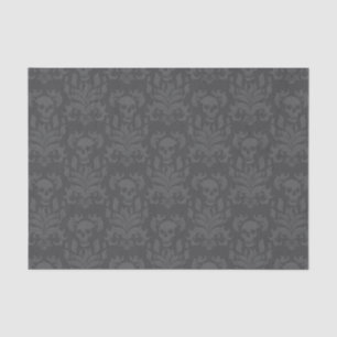 Skull Flame Damask in moody shades of grey Tissue Paper