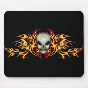 Skull Flames Mousepad - black back