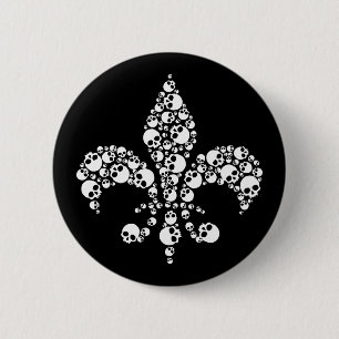 Skull Fleur De Lis 6 Cm Round Badge