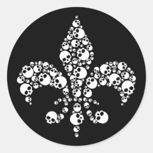 Skull Fleur De Lis Classic Round Sticker