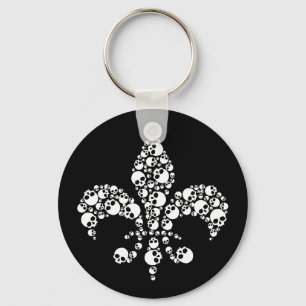 Skull Fleur De Lis Key Ring