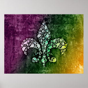 Skull Fleur De Lis Poster