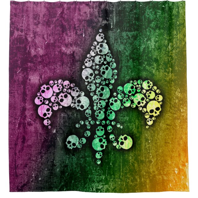 Skull Fleur De Lis Shower Curtain (Front)