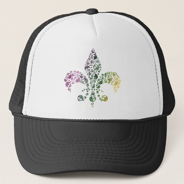 Skull Fleur De Lis Trucker Hat (Front)