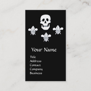 SKULL,FLEUR DE LISE  ANTIQUE PIRATES TREASURE MAPS BUSINESS CARD