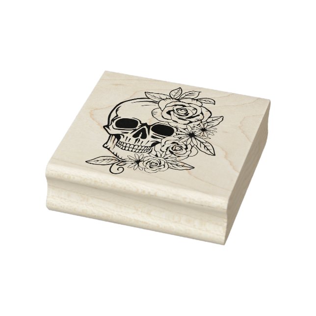 Skull Floral Art Rubber Stamp (Stamp)