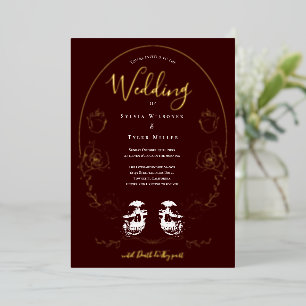 Skull Floral Burgundy Gothic Wedding