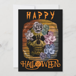 SKULL FLORAL FLOWERS HALLOWEEN PARTY INVITATION