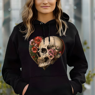 Skull Floral Heart Design Hoodie