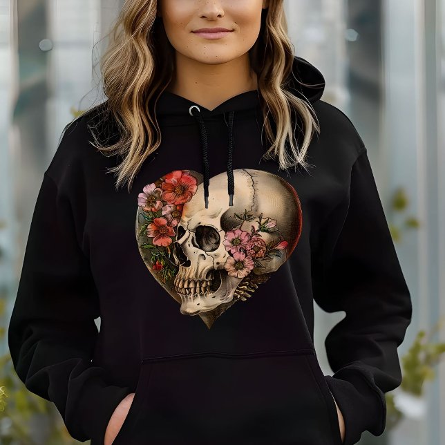Skull Floral Heart Design Hoodie (Creator Uploaded)