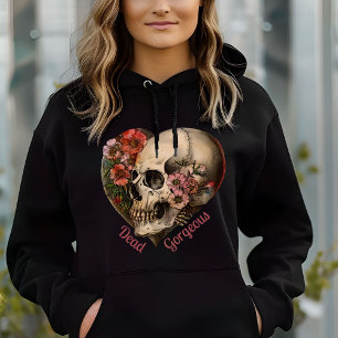 Skull Floral Heart Spooky Design Hoodie