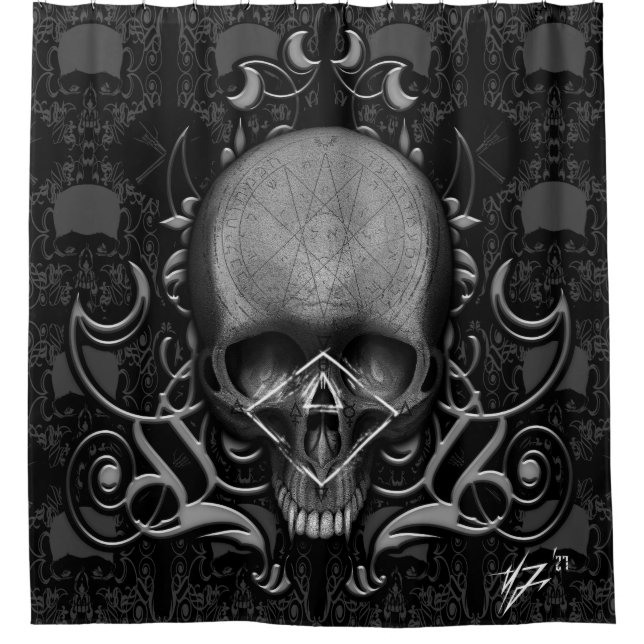 skull Floral pattern Shower Curtain (Front)