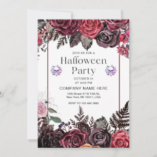 Skull Floral Spider Wave Small Business Halloween Invitation