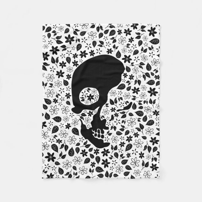 Skull Flower (Customisable background colour) Fleece Blanket (Front)