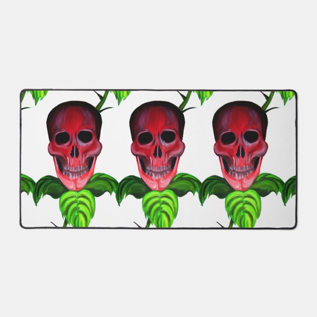 Skull Flower Science Fiction Theme Creepy Design Desk Mat (Front)