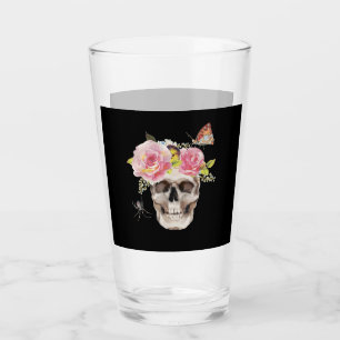 Skull Flowers Butterfly Spider Halloween Gift Glass