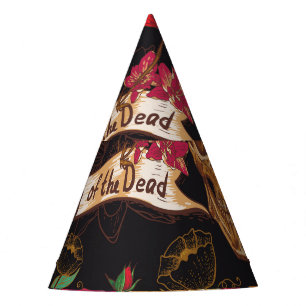 Skull Flowers Day Dead Background Party Hat