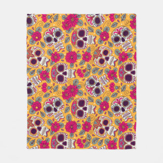 Skull Flowers: Mexican Day Background Fleece Blanket