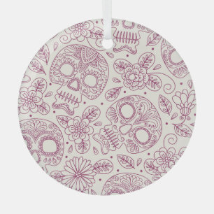 Skull Flowers: Mexican Day Seamless. Glass Tree Decoration