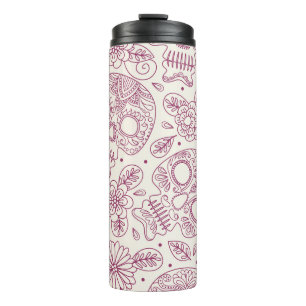 Skull Flowers: Mexican Day Seamless. Thermal Tumbler