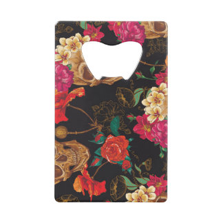 Skull Flowers: Seamless Dark Background.